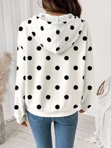 SHEIN LUNE Áo nỉ size lớn phong cách học đường tối giản casual, họa tiết chấm bi vintage, phù hợp mặc mùa hè, áo top mùa hè, thích hợp đi làm hàng ngày, hẹn hò, tụ tập, mùa thu/đông/hè - Nhiều màu - Xem 2