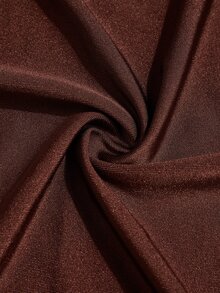 SOLERSUN Plus Size Deep V-Neck Long Sleeve Ruched Ribbon Trim Fitted Mermaid Dress Fall - Coffee Brown - View 8