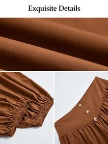 SOLERSUN Damen-Harem-Hose in Große Größen mit hohem Bund und Kordelzug, schokoladenbraune seidige lockere Jogger mit elastischen Bündchen, modische einfarbige lässige Streetwear-Loungewear-Hose, minimalistisch und hochwertig, geeignet für den Alltag, amerikanischer Retro-Streetstyle, sportlich-lässig, vielseitig für den täglichen Arbeitsweg, bequem und leicht, Herbst-/Winter-Essential - Kaffeebraun - Übersicht 7