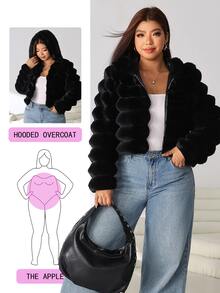 Solflare Plus Size Women's Autumn/Winter Black Faux Fur Coat - Black - View 1
