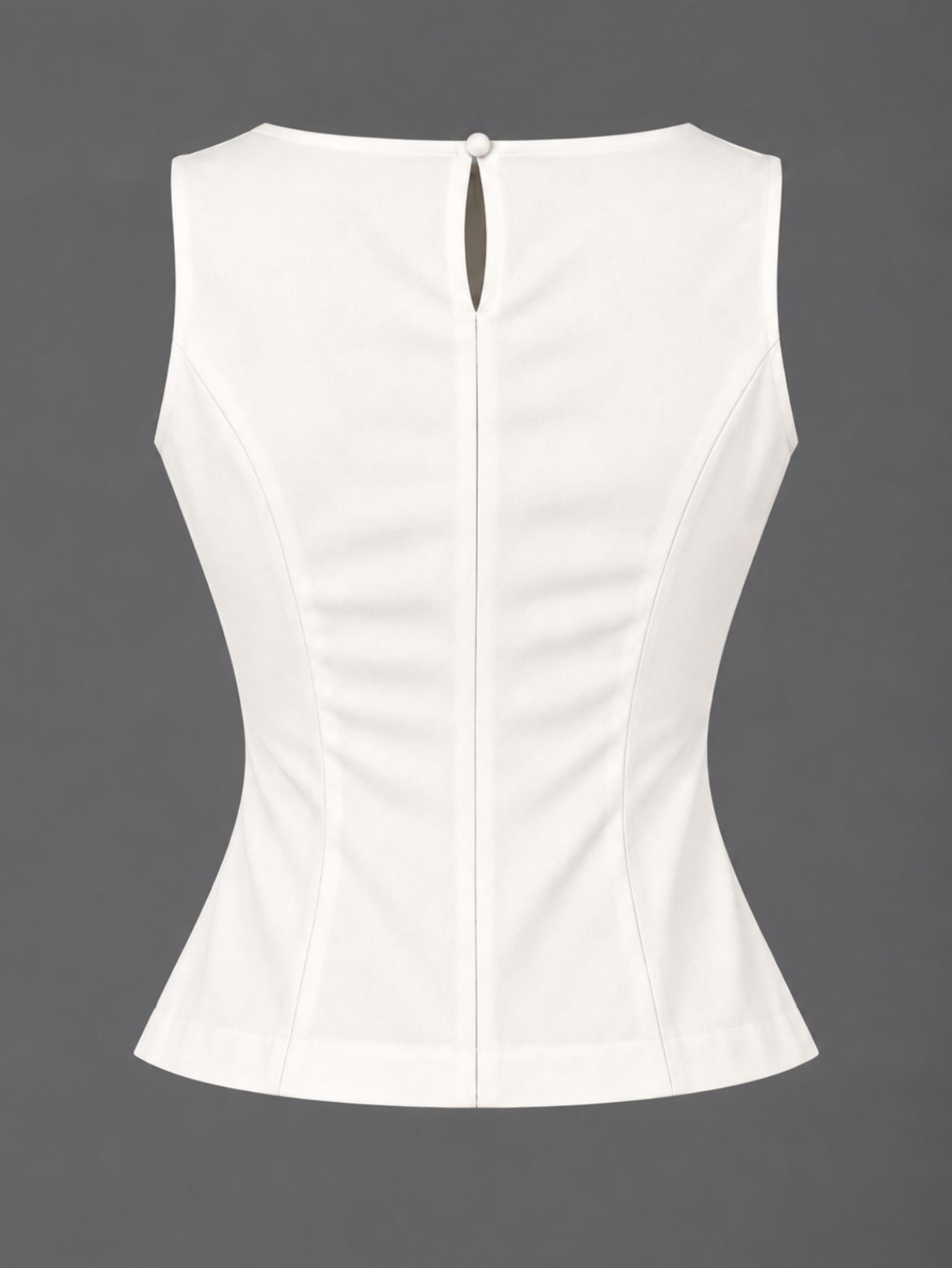 Ivory Structured Boat Neck Sleeveless Tank Top Formal Corporate Daily, view 5