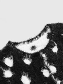 ROMWE Autumn/Winter Y2K Punk Sexy Polka Dot Hollow-Out Design Women's Cardigan - Black - View 8