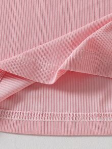 SHEIN Sparklyn 青少年女孩秋季套裝 2件組 針織圓領抽褶腰長袖T恤與蛋糕褶皺裙 休閒彈性穿搭 - 黃色 - 查看 6