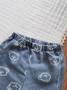 SHEIN Summer Washed Light Blue Simple Versatile Fashion Toddler Boys' Denim Set - Baby Blue - View 7