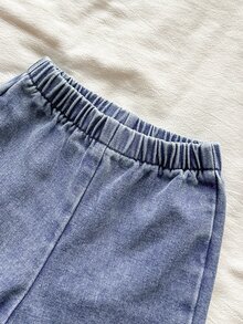 SHEIN 2件組女嬰休閒時尚百搭刺繡牛仔領長袖外套與刺繡牛仔褲套裝，適合日常、戶外、派對、日常穿著 - 彩色 - 查看 12
