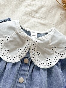 SHEIN 2件組女嬰休閒時尚百搭刺繡牛仔領長袖外套與刺繡牛仔褲套裝，適合日常、戶外、派對、日常穿著 - 彩色 - 查看 13