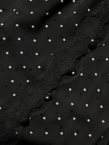 Shapeblank 大码波点印花V领长袖衬衫 - 黑色 - 查看 8