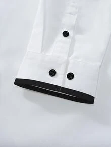 Manfinity Mode Manfinity Plus Size Men's Long-Sleeve Shirt, Suitable For Office Business Casual And Formal Occasions. - White - View 9