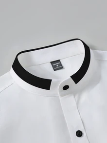 Manfinity Mode Manfinity Plus Size Men's Long-Sleeve Shirt, Suitable For Office Business Casual And Formal Occasions. - White - View 7