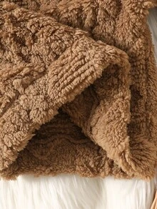 Souflis 2pcs Sweet Cute Child-Like Style Autumn/Winter Plush New Set, Black Bow Knot Decoration, Brown Round Neck Long Sleeve Hooded Sweatshirt Style, Black Patchwork Brown Plush Long Pants, Suitable For Daily Wear Or Outdoor Play Toddler Clothes With Bow - Brown - View 9
