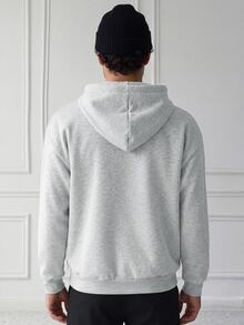 HUEFORM Men's Chinese-Style Frog Closures Hoodie Grey, Loose-Fitting Design Featuring ,Fleece-Lined Fabric For Warmth; Versatile For Any Outing For Winter - Grey - View 2