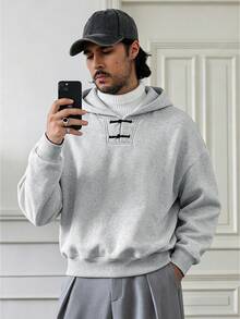 HUEFORM Men's Chinese-Style Frog Closures Hoodie Grey, Loose-Fitting Design Featuring ,Fleece-Lined Fabric For Warmth; Versatile For Any Outing For Winter - Grey - View 5