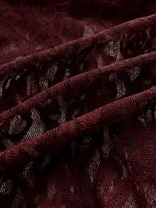 Attitoon Frill Trim Knot Front Lace Top - Burgundy - View 5