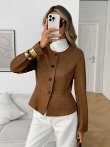 Elyressa Jaket Wanita Musim Gugur-Dingin Terbaru yang Menawan - Coffee Brown - View 6