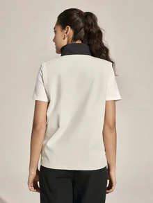 SHEIN Sports 女士休闲日常撞色拉链立领户外背心外套 - 白色 - 查看 3