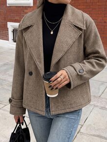 Struktiv Women's Large Lapel Decorative Button Long Sleeve Wool Coat - Multicolor - View 6
