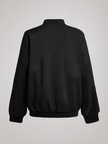Officeau Men's Black Baseball Collar Thick Fleece-Lined Zip-Up Sweatshirt, For Business Casual/Commuting, Gift For Father/Husband - Black - View 4