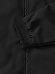 Officeau Men's Black Baseball Collar Thick Fleece-Lined Zip-Up Sweatshirt, For Business Casual/Commuting, Gift For Father/Husband - Black - View 8