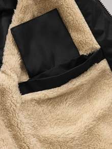 Officeau Men's Black Baseball Collar Thick Fleece-Lined Zip-Up Sweatshirt, For Business Casual/Commuting, Gift For Father/Husband - Black - View 3
