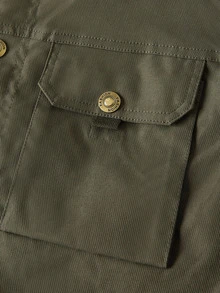 Officeau Men's Khaki Solid Collar Long Sleeve Woven Loose Fit Jacket, Pocket, Button Front, Spring/Fall, Outerwear, Comfortable, Casual, Layering, Daily Wear Gift For Father/ Husband - Khaki - View 9