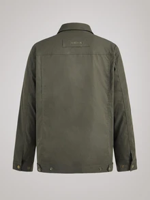 Officeau Men's Khaki Solid Collar Long Sleeve Woven Loose Fit Jacket, Pocket, Button Front, Spring/Fall, Outerwear, Comfortable, Casual, Layering, Daily Wear Gift For Father/ Husband - Khaki - View 2
