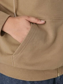 YARNWELL Plus Size Women's Fashion Autumn/Winter Versatile Loose Fit Zip-Up Sweatshirt With Drawstring Pockets And Long Sleeves - Coffee Brown - View 8