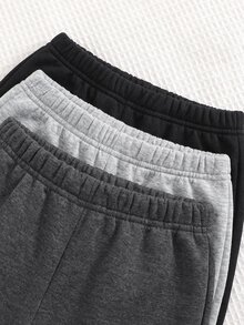SHEIN 3 قطع بنطال رياضي كاجوال متعدد الاستخدامات بخصر مطاطي للأولاد الصغار، جوجرز للأطفال، مجموعة متعددة الألوان - متعدد الألوان - مشاهدة 4