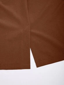 Calvaya Flap Detail Roll Tab Sleeve Blazer Fall Cloth For Women - Rust Brown - View 6