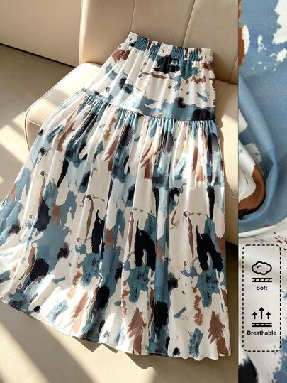 GlowEve CURVE Women's Fashion Versatile Printed A-Line Skirt, Suitable For Daily Outings And Casual Wear Fall