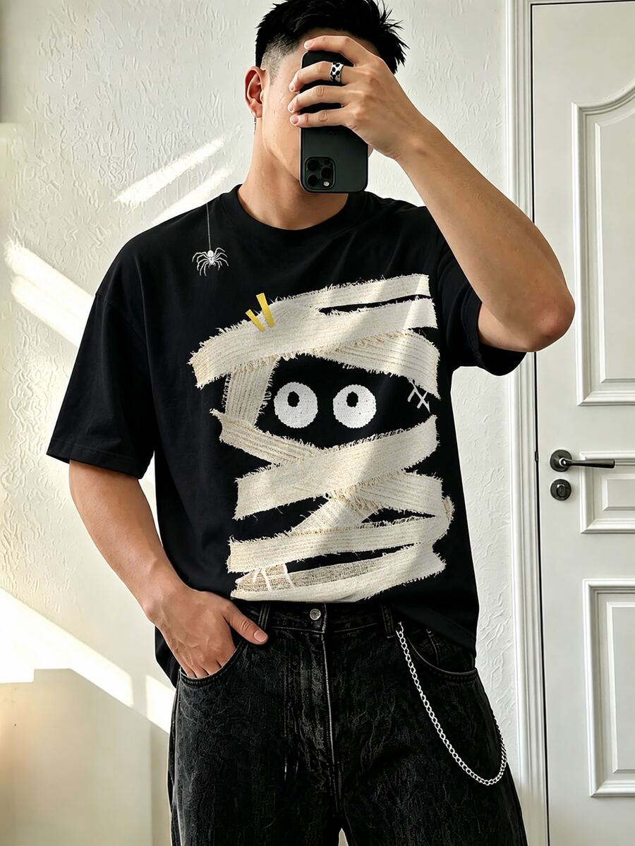 IslaSuriya Men's Summer Casual Cartoon Print T-Shirt - Multicolor - View 1