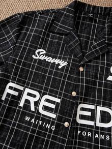 SWAVVY Men's Plaid Long Sleeve 2 In 1 Shirt, Suitable For Autumn - Black - View 4