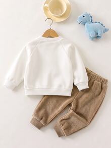Cozy Pixies Kids Kids Infant Cartoon Dinosaur Crew Neck Long Sleeve Pullover Autumn Sweatshirt Baby - Khaki - View 2