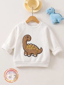 Cozy Pixies Kids Kids Infant Cartoon Dinosaur Crew Neck Long Sleeve Pullover Autumn Sweatshirt Baby - Khaki - View 1