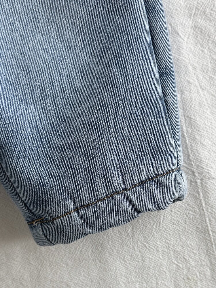 Vintaside Kids 1pc Newborn Baby Girls Boys Sherpa Denim Pants Cute Blue Brown Fuzzy Fleece Faux Pocket Pants Thick Snow Vacation Winter Cozy Jogging Baby Blue Solid - Blue - View 6