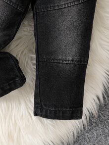 2pcs Baby Boy Thermal Lined Jacket And Casual Long Denim Pants Set - Brown - View 5
