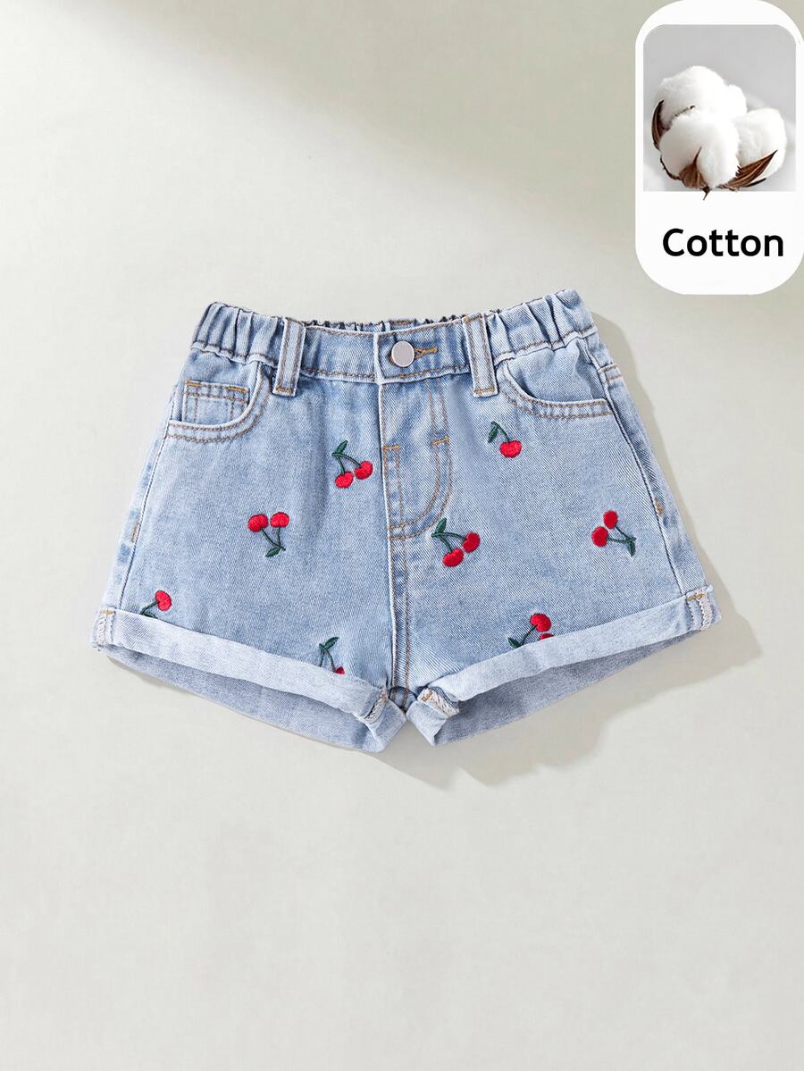 Maija Kids Maija Kids Young Girls' Y2K Spring Summer Boho Girls Jeans Shorts ,Washed Casual Distressed Denim Shorts - Light Wash - View 1