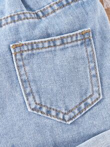 Maija Kids Maija Kids Young Girls' Y2K Spring Summer Boho Girls Jeans Shorts ,Washed Casual Distressed Denim Shorts - Light Wash - View 6