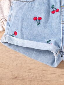 Maija Kids Maija Kids Young Girls' Y2K Spring Summer Boho Girls Jeans Shorts ,Washed Casual Distressed Denim Shorts - Light Wash - View 5