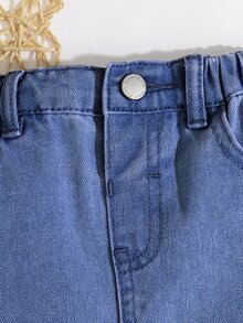 Maija Kids Maija Kids Girls' Casual Basic Blue Denim Skirt,Spring And Summer Boho Skirt - Dark Wash - View 5