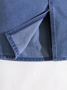 Maija Kids Maija Kids Girls' Casual Basic Blue Denim Skirt,Spring And Summer Boho Skirt - Dark Wash - View 4