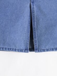Maija Kids Maija Kids Girls' Casual Basic Blue Denim Skirt,Spring And Summer Boho Skirt - Dark Wash - View 9