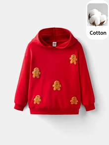 Maija Kids Maija Kids Loose Casual Hooded Graphic Sweatshirt For Young Girl, For Christmas - Red - View 1