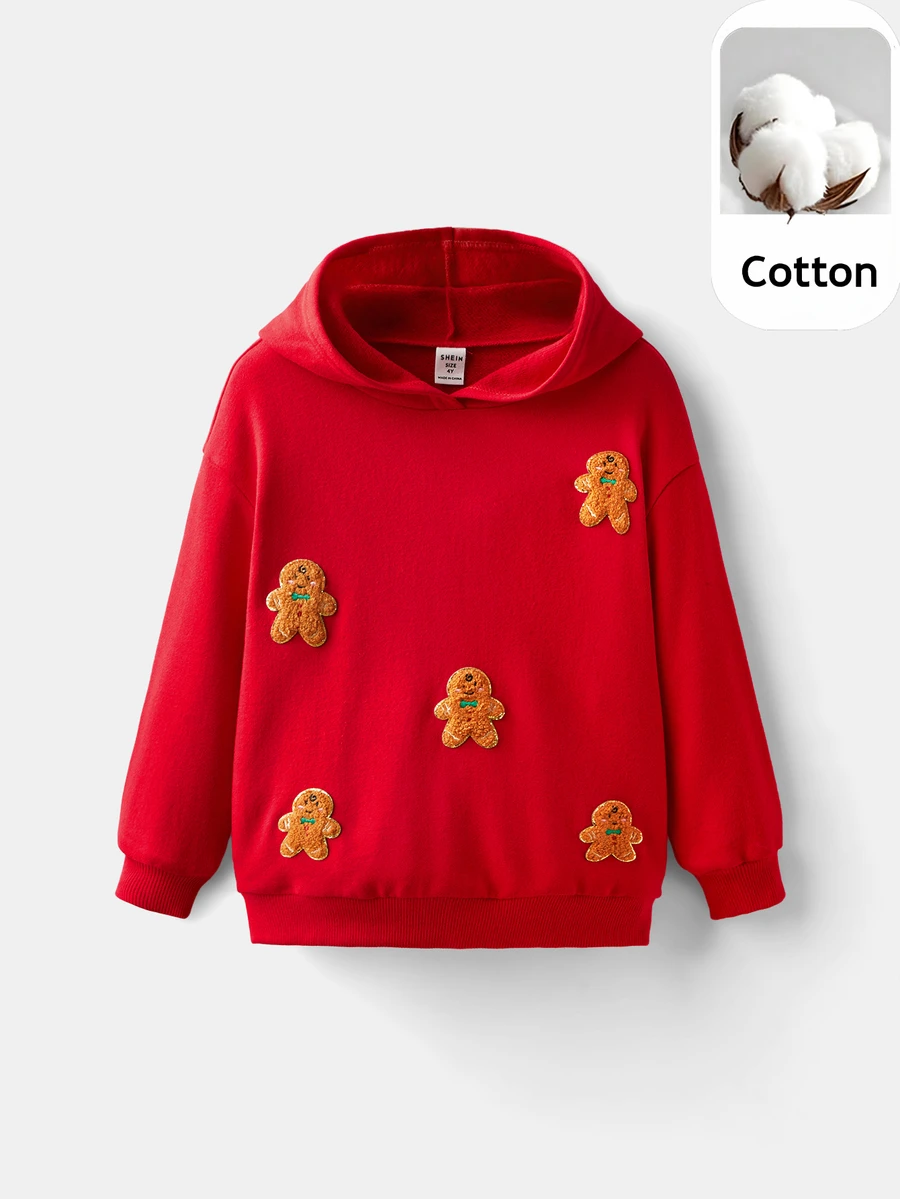 Maija Kids Maija Kids Loose Casual Hooded Graphic Sweatshirt For Young Girl, For Christmas - Red - View 1