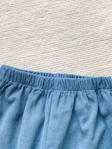 PrepCrw 3件組兒童小男孩優雅學院風休閒戒童生日套裝，精緻可愛熊圖案白色V領背心搭配藍色長褲，秋季款 - 藍白色 - 查看 6