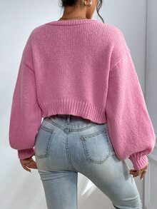 Calvaya Versatile Minimalist Solid Color Studded Cardigan,Long Sleeve Tops Fall Winter Cloth For Women - Pink - View 2
