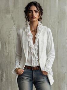 Calvaya 女士休闲优雅通勤背心西装外套 - 白色 - 查看 1