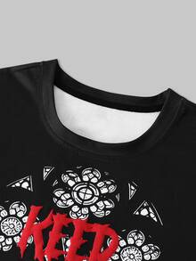ROMWE MEN Street Life Men's Letter Print Casual Long Sleeve T-Shirt For Daily Wear - Multicolor - View 5