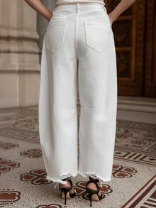 micahgianneli Women's Solid Color Casual Jeans - White - View 2