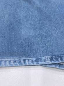 SHEIN Franclia Women's Bowknot Decor Split Hem Light Blue Effect Skorts Date School Summer Cute Casual - Royal Blue - View 3