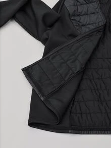 SHEIN CURVE+ Plus Size Hooded Jacket, Quilted Fabric, Comfortable, Women's Autumn/Winter Clothing - Black - View 12